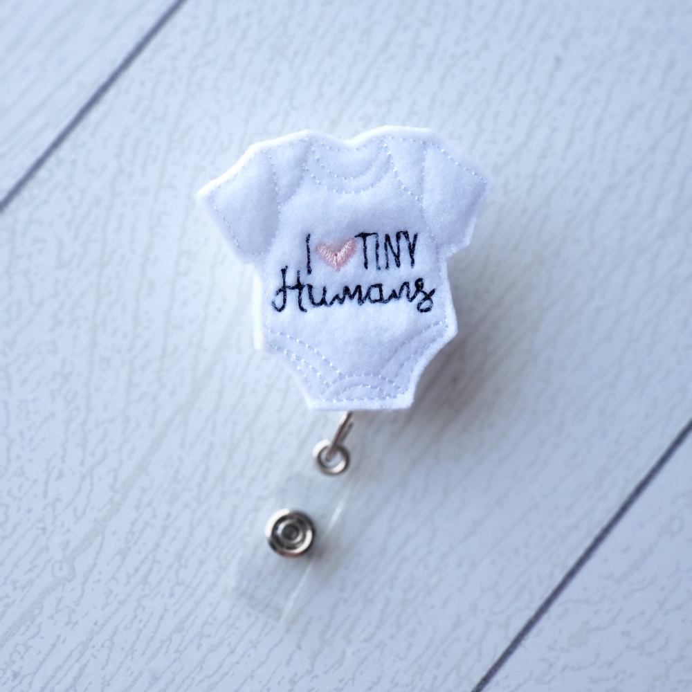 I love tiny humans badge reel, badge reel, nurse badge, retractable badge reel
